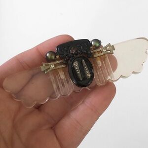 Art Deco Egyptian Revival-Influenced Translucent Winged Brooch